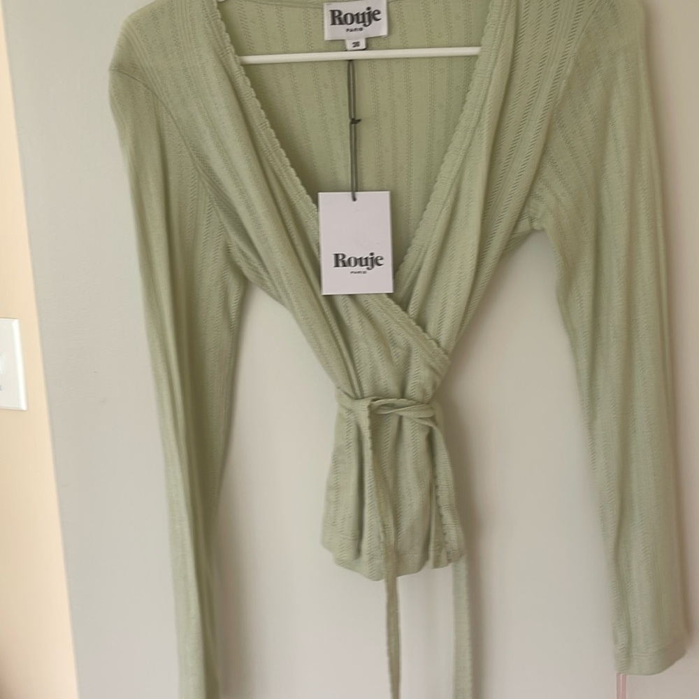 Rouje Light Green Wrap Top